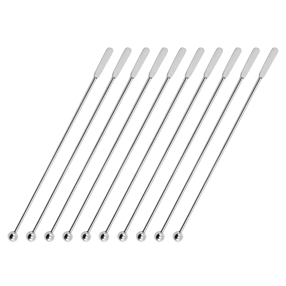 

10 Pcs Swizzle Stick Stainless Steel Stirring Rod Sticks Spoon Juice Stirrer Cocktail Tool Metal Dessert Spoons