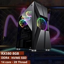 X99 마더보드 세트 게임용 PC 2680V4 CPU DDR4 32GB NVME M.2 SSD RX580 8GB GPU 데스크탑 컴퓨터 게임용 컴퓨터