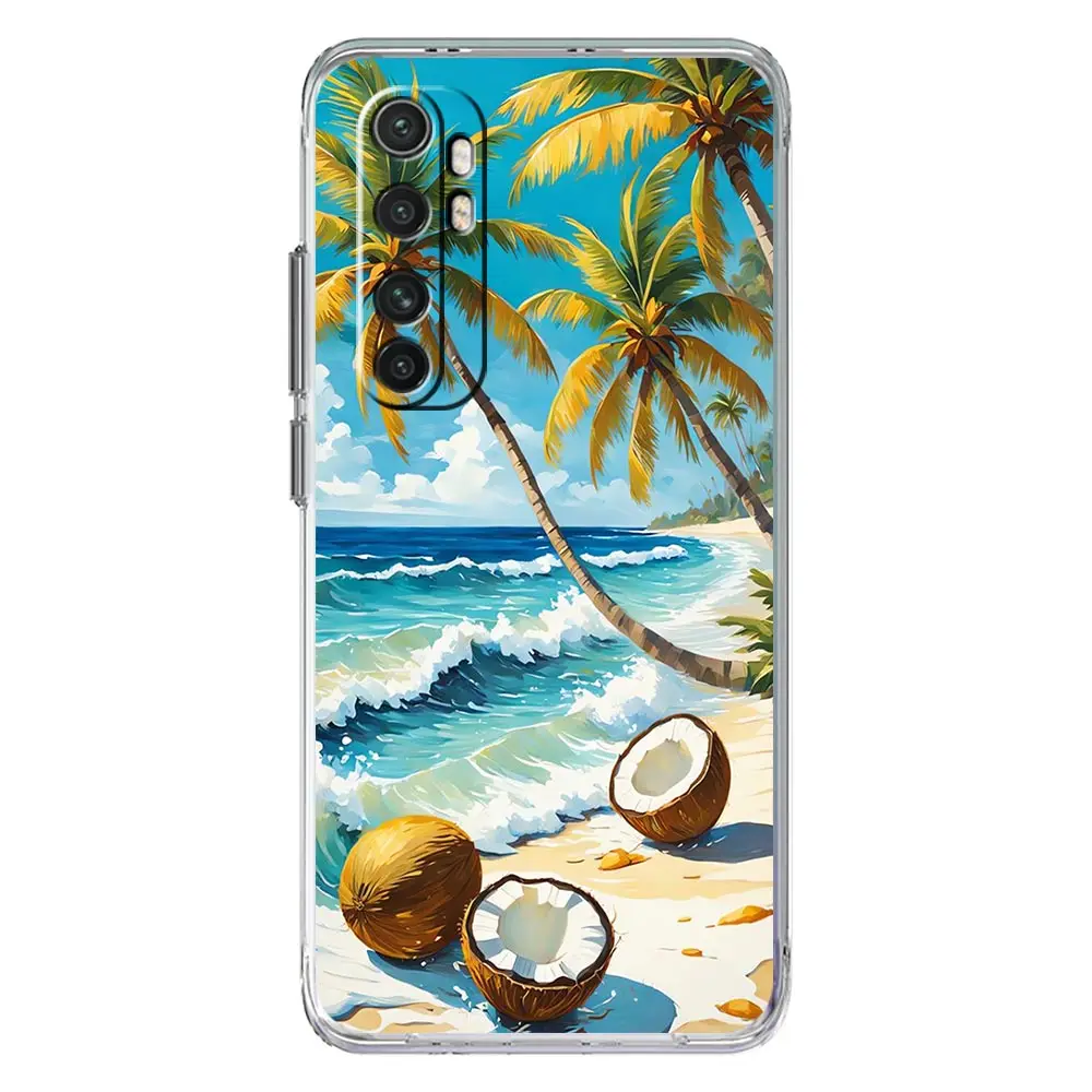 Clear TPU Phone Case with Coconut Tree Design