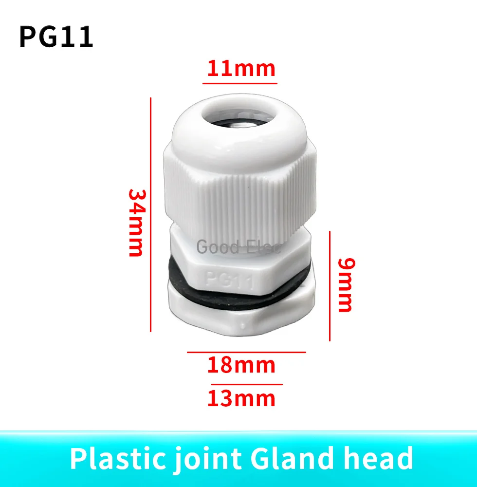 10PCS High Quality IP68 PG11 5-10MM Waterproof Nylon Cable Gland No Waterproof Gasket Plastic Cable Gland
