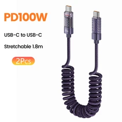 Toocki Cavo di Ricarica Veloce USB-C a USB-C Trasparente 100W
