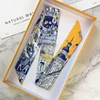 FranceSpring Versatile Fashion Eiffel Tower Ladies Leisure Decoration Twill Long Strip Streamer Silk Scarf Tie Bind a Bag Ribbon 4