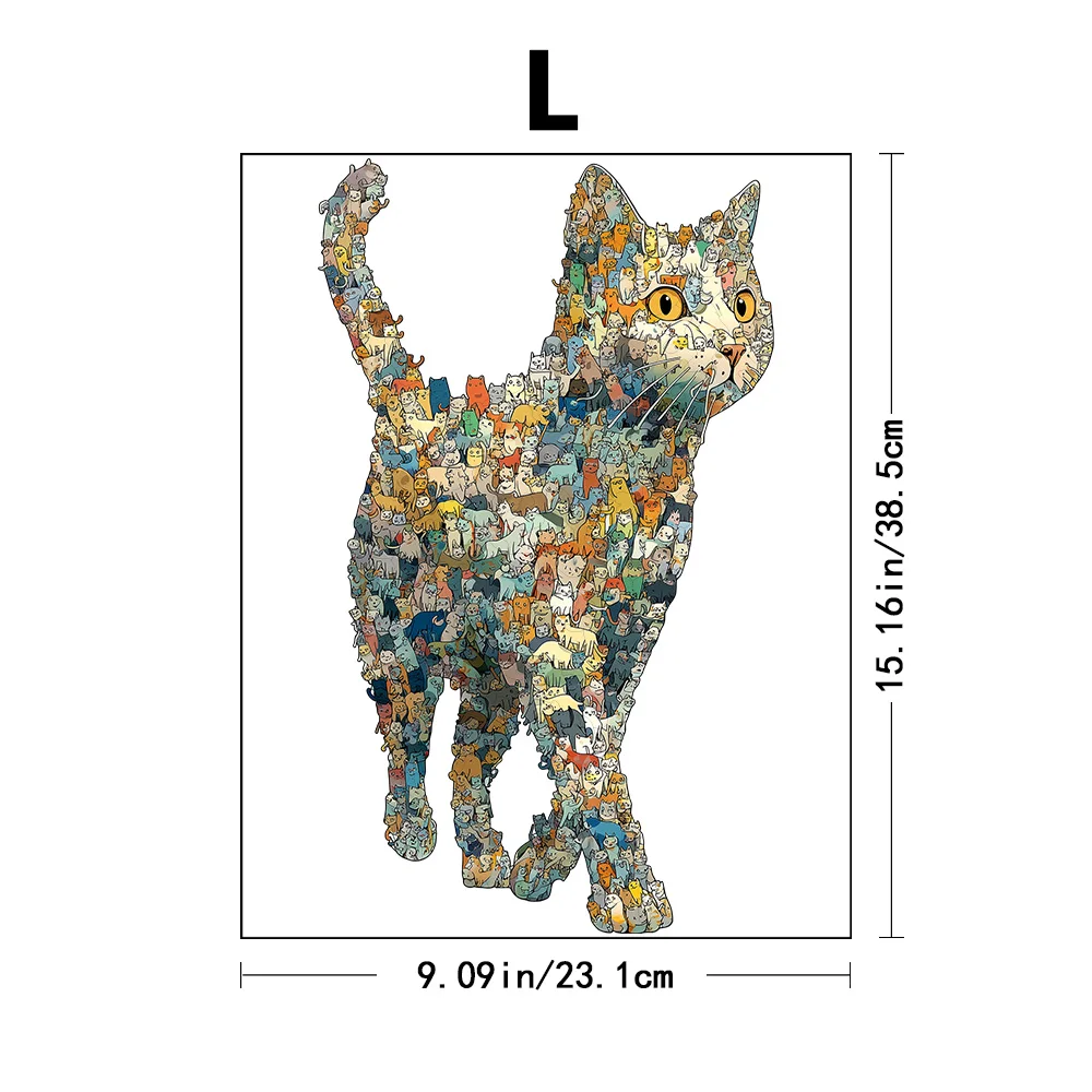 독특한 나무 고양이 퍼즐 - 3D 동물 모양 직소 퍼즐 (난이도 5+, 대형) 성인 및 가족을 위한 창의적인 홈 데코 선물