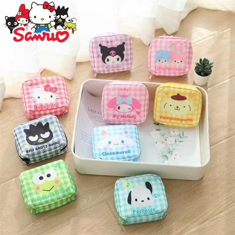 Sanrio Melody Kuromi Hello Kitty Cinnamoroll понравико менструальная сумка студенческая Портативная сумка для хранения полотенец сумка для гигиенических салфеток