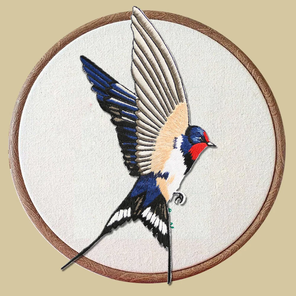 Stickerei-Stoff-Aufkleber im chinesischen Stil, Schwalben-Patch, Bügeleisen auf Kleider taschen Dekorative Applikationen, 1 Stück – Detail 11
