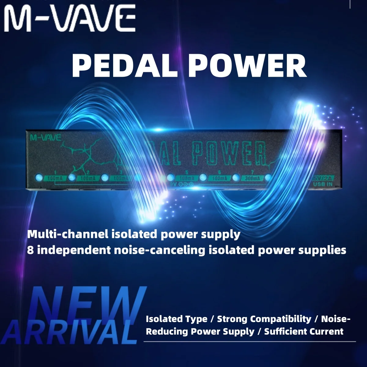 Guitar Pedal Power Supply M-VAVE PEDAL POWER 8 Isolated Pedalboard Power Supply Aluminium Alloy DC Output 9V Effect Pedal