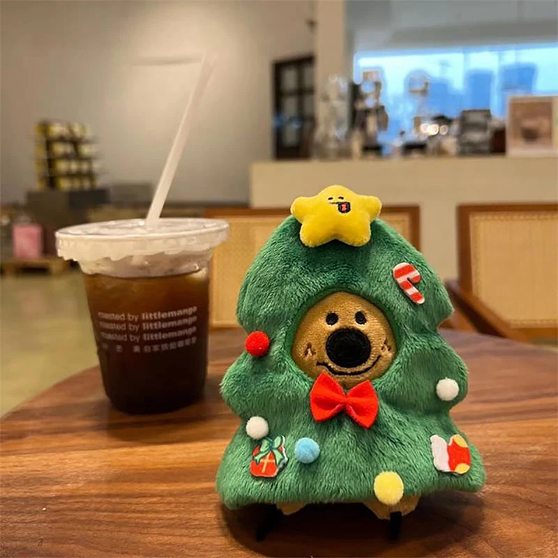 Cute Christmas Tree Creative Doll Plush Head Cover Doll Accessories Bag Key Pendant Christmas Party Decoration Props Charm Gifts