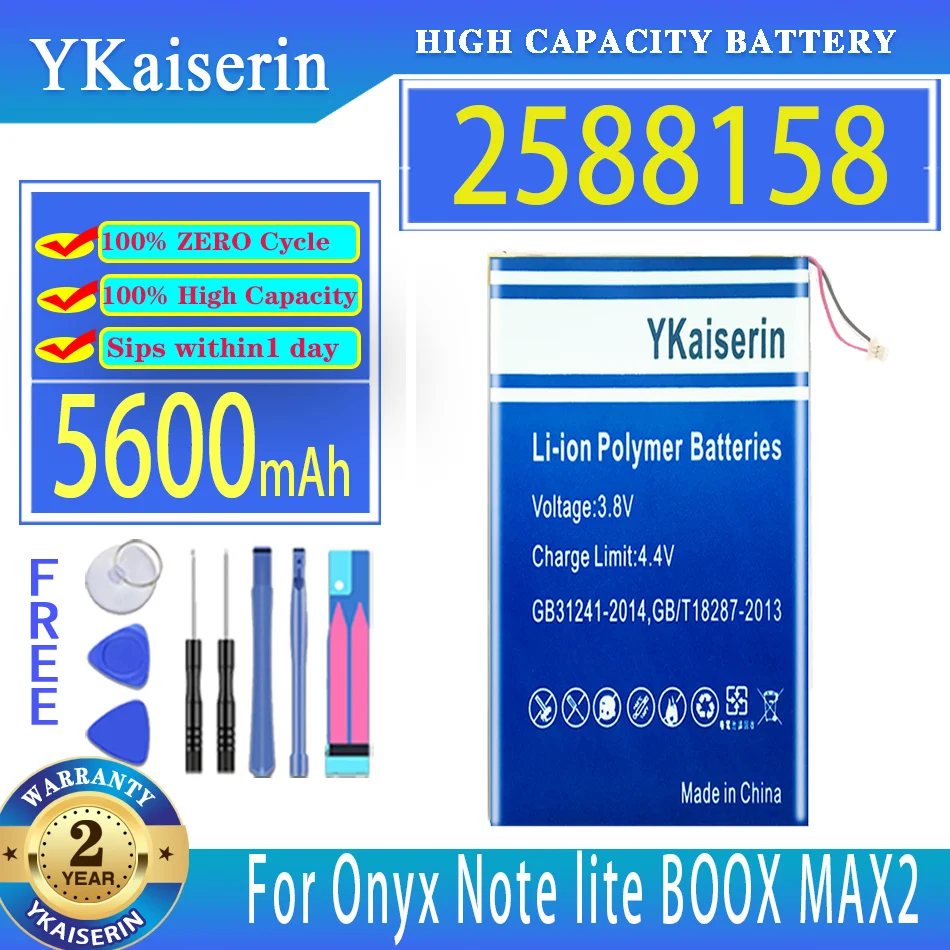

YKaiserin Battery 2588158 5600mAh For Onyx BOOX NOTE 1 2 3 NOTE1 NOTE2 NOTE3/M96C M96 plus Note lite MAX2 MAX 2 Ebook Batteries