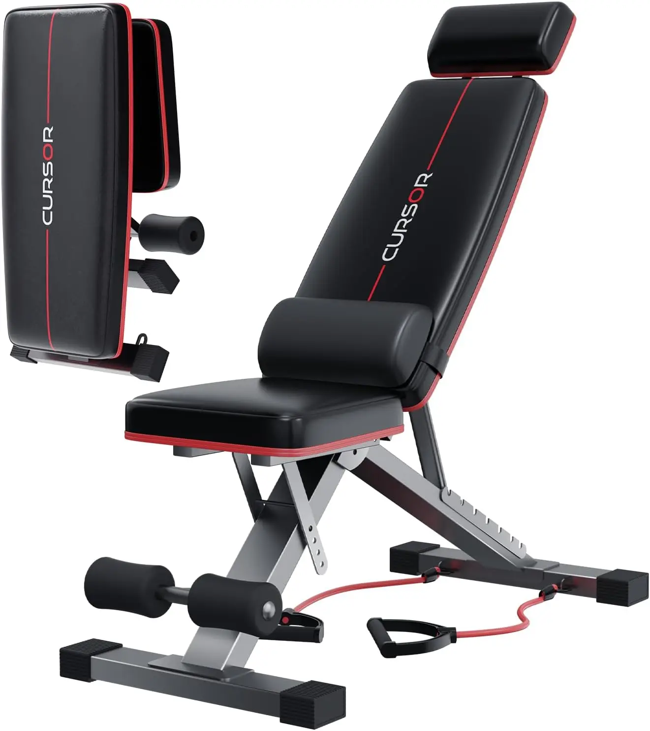 FITNESS Adjustable Weight Bench with Adjustable Headrest & Lumbar Support, 900 LBS Capacity, Ab Sit Up Decline Bench, Fol