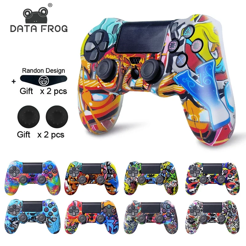 Wireless Controller for PS4, Custom Design V2 Gamepad Joystick for PS4 with  Non-Slip Grip of Both Sides and 3.5mm Audio Jack! Thumb Caps Included!