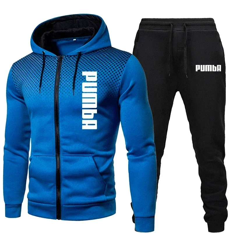 thumbnail image 1 of Conjuntos de chándal deportivo para hombre, sudadera con capucha de manga larga, chaquetas con cremallera y pantalones de jogging, ropa deportiva para correr de primavera y otoño, 1 of 5