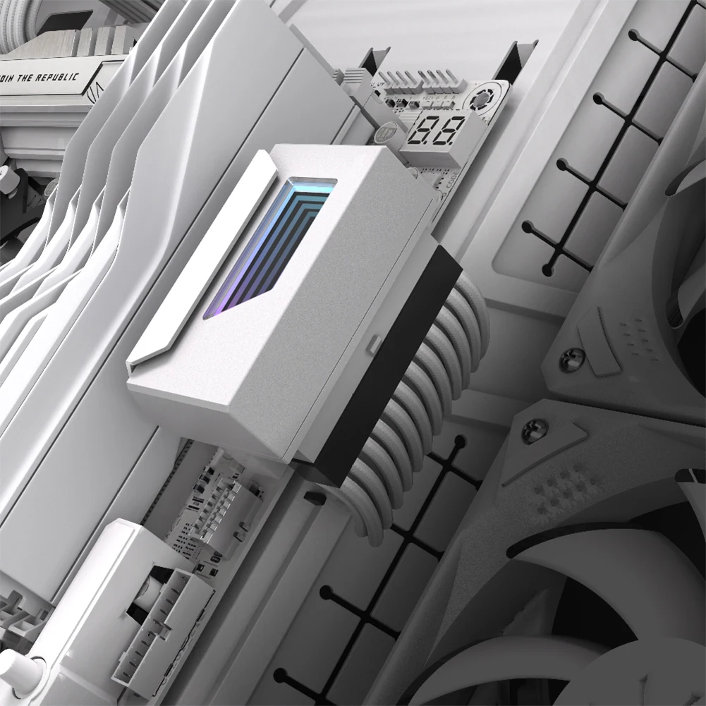 ATX 24 Pin To 180 Degree Power Plug Adapter with Infinity Mirror ARGB Light Female To Male Power Adapter 24-Pin Angle Adapter