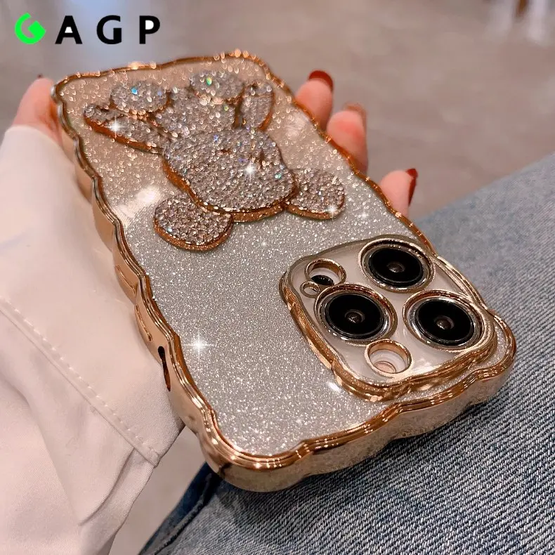 iPhone Case Phone Case Bling Rhinestone for iPhone 11 14 12 13 Pro Max Case Glitter Diamond Cute Bear for iPhone 14 15 Pro XR Xs Max 15 8 7 Plus Cover