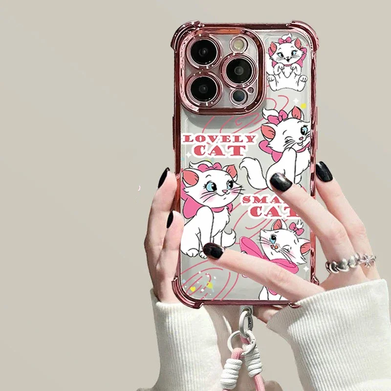 Cute Mary Cat Plating Clear Phone Case Cover