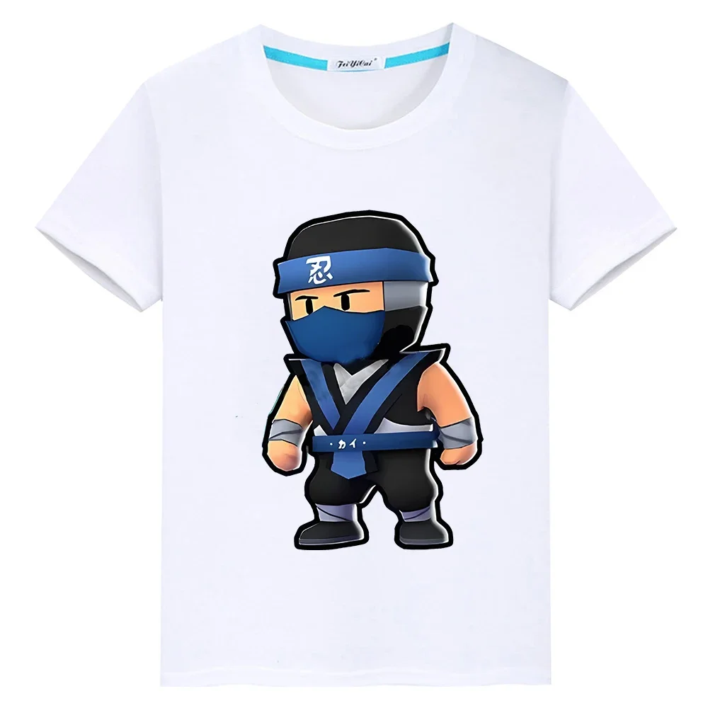 

Stumble Guys 100% Cotton T-shirt Print Short Tops y2k one piece Casual girls anime Tees Kawaii pride tshirt kids clothes boys