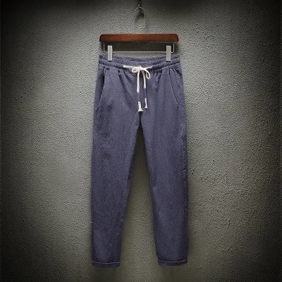 

Summer 9-point Cotton and Hemp Pants Trendy Casual Pants Small Foot Cotton and Hemp Men's Pants 4324