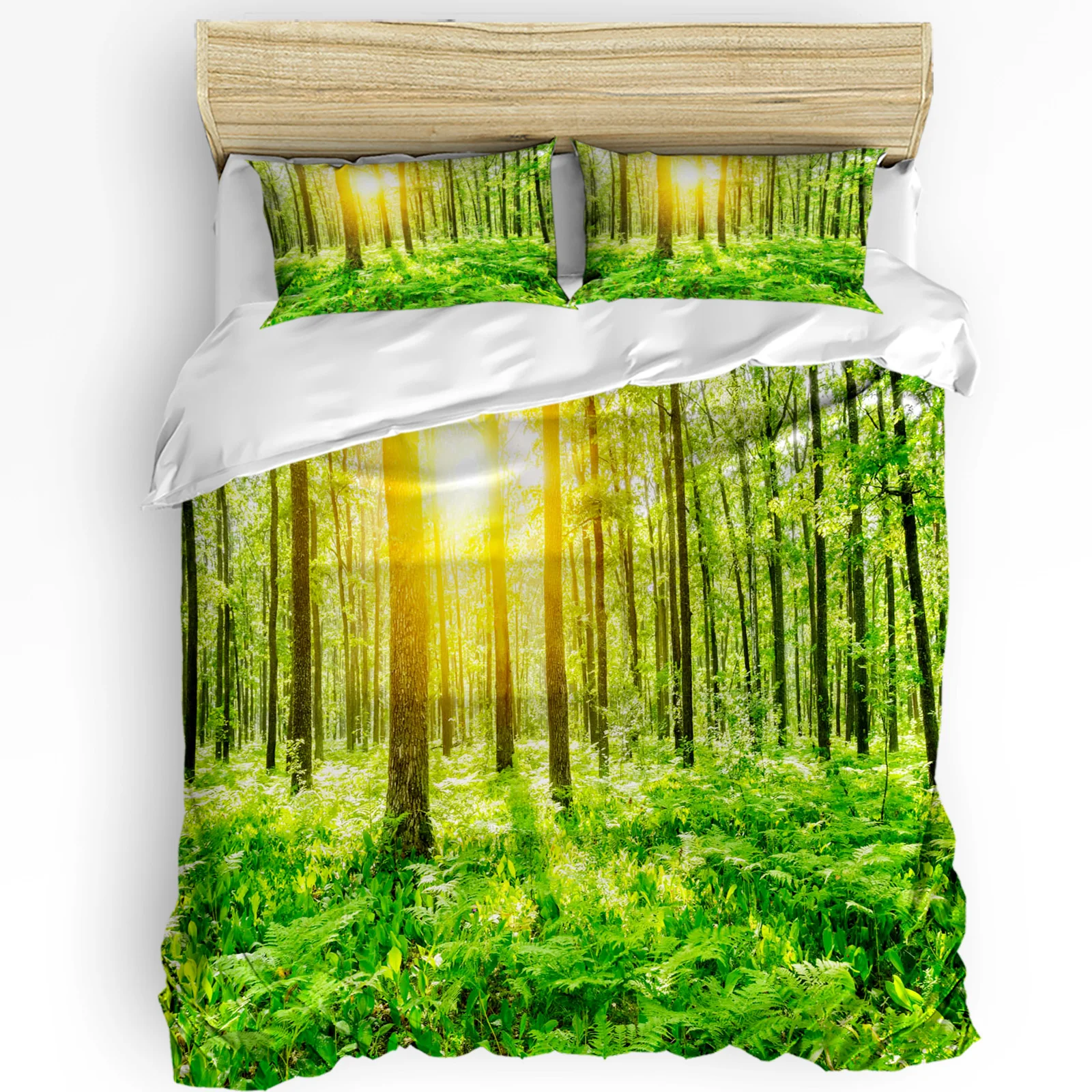 

Green Forest Grassland Sunshine Trees Bedding Set 3pcs Duvet Cover Pillowcase Kids Adult Quilt Cover Double Bed Set Home Textile