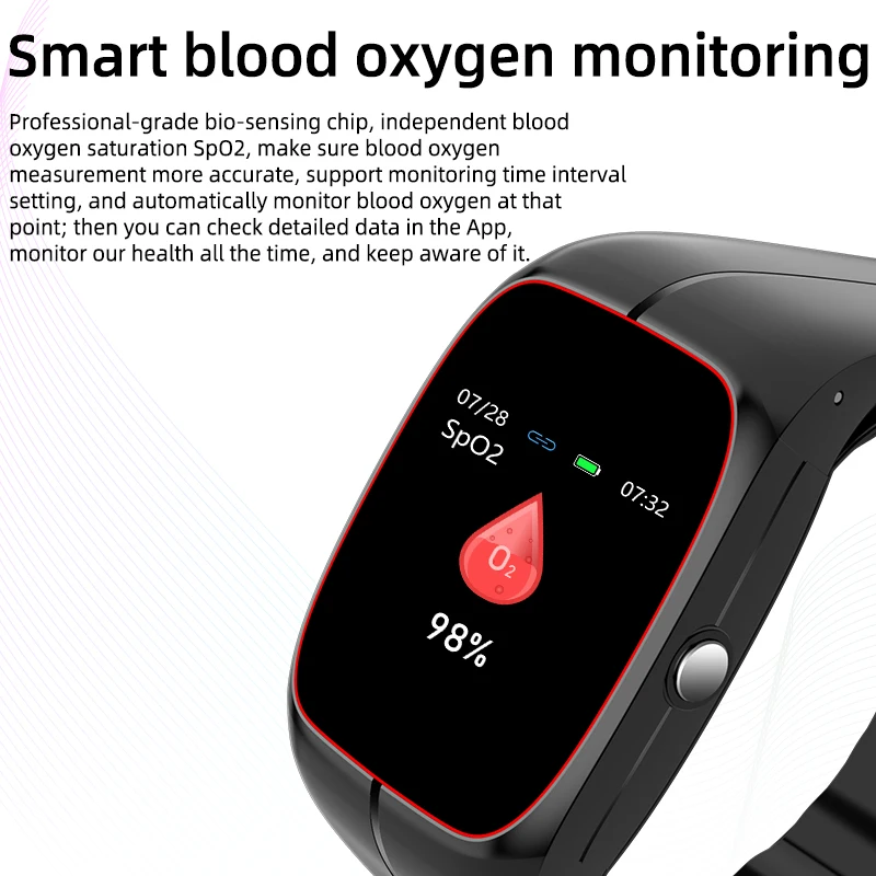 NEW Accurate Air Pump Blood Pressure Smart Watch Men Women Full