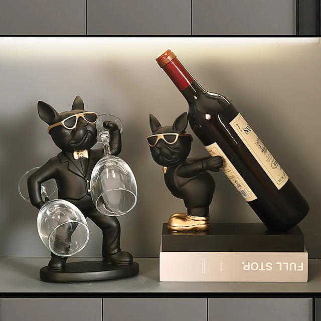 French bulldog statues wine holder sculptures nordic home decor room house decoration desk ornaments resin dog