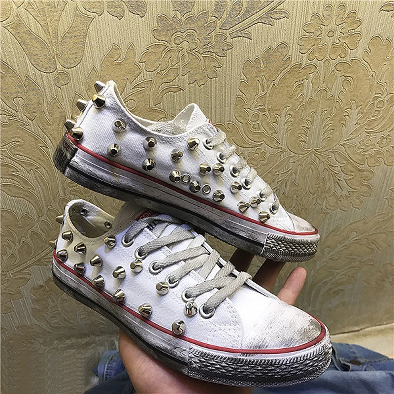 Classic High-top Rivet Distressed Canvas Shoes For Men And Women Dirty Shoes Hip-hop Vulcanized Sneakers Large Size Casual Shoes 4