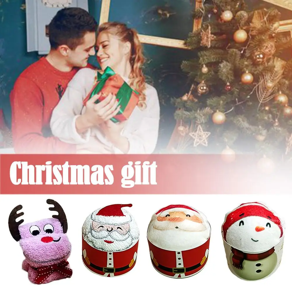 

Christmas Cake Shape Towel Elk Santa Claus Snowman Towel Decoration Desktop Cute Children's Embroidered Gifts New Year O1R3