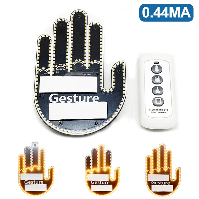 Funny Car Finger Light with Remote Road Rage Signs Middle Gesture Hand Lamp  Sticker Glow Panel For Universal Racing Window - AliExpress