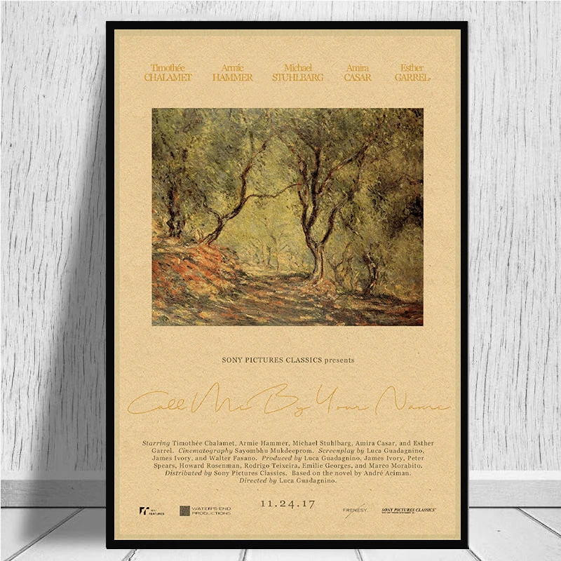 Call me by your name Retro Kraft Paper Poster Bar Cafe High quality Printing Drawing core Decorative Painting