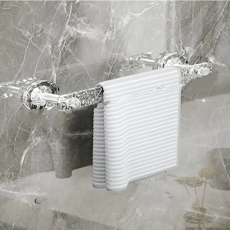 Victorian Style Resin Towel Racks Wall Mounted No Drill Acrylic Bathroom Towel Holder with Drainage Space-Saving Design