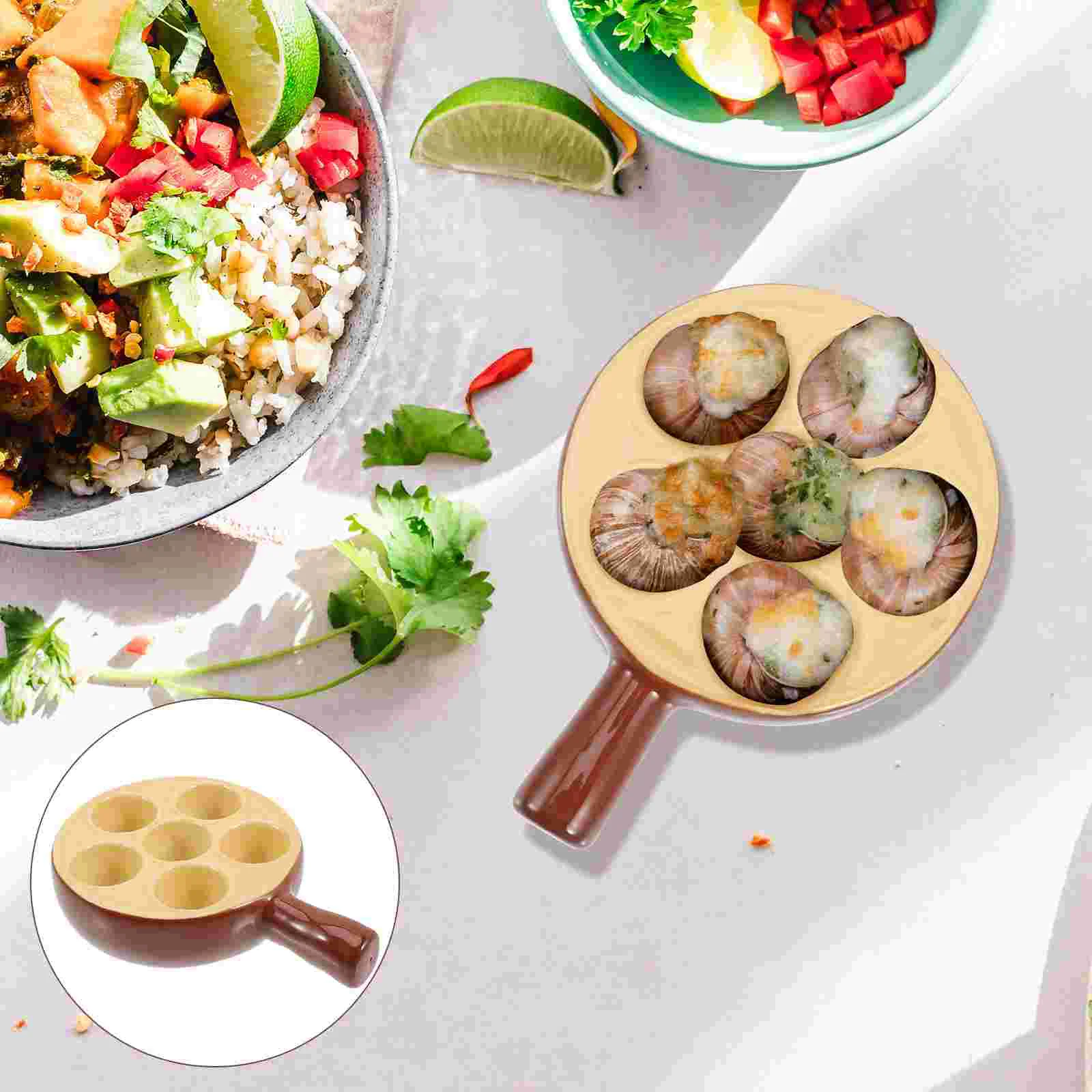 

Escargot Plate Dish Snail Pan Ceramic Plates Seafood Baking Tray Serving Dishes Conch Porcelain Oyster Platter Grill Holes