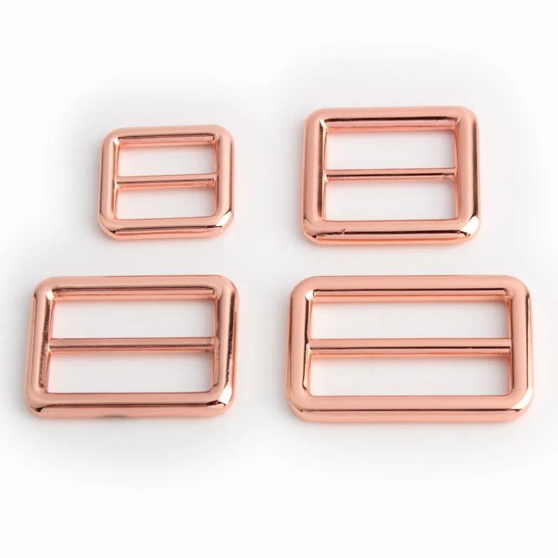 Rose Gold Metal Buckles and Sliders for Straps and Belts - Adjustable Tri Glide Accessory Set (5/10/20pcs)