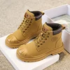 Girls Boys Ankle Leather Boots with Zipper Lace Up Outdoor Hiking Waterproof Anti-Slip Durable Combat Bootie for Kids 6