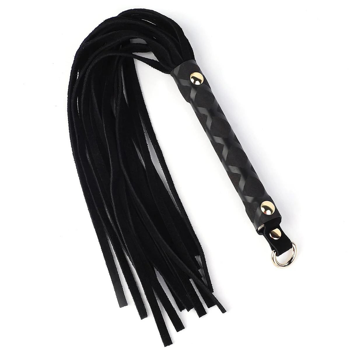 39CM Premium Genuine Leather Suede Flogger Horse Training Crop Whip Suede Leather Covered Handle 2