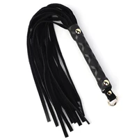 39CM Premium Genuine Leather Suede Flogger Horse Training Crop Whip Suede Leather Covered Handle 2