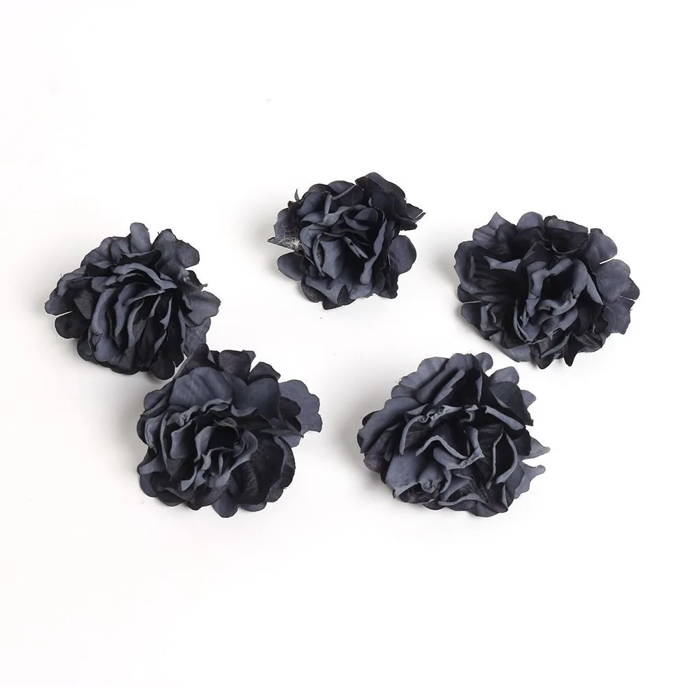 2/5/10 Stück schwarze künstliche Blumenköpfe, Hochzeitsdekoration, künstliche Blumen für Zimmer, Blumenwanddekoration, DIY-Kranz, Basteln, Geschenkzubehör – Detail 9