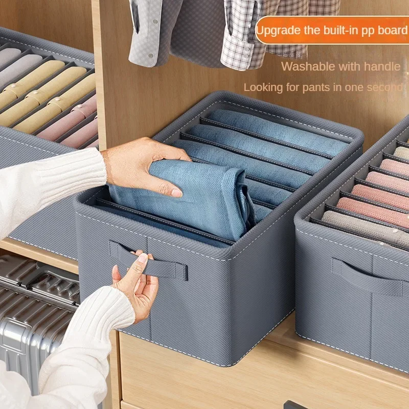 Clothes Storage Box Household Foldable Pants Storage Box Foldable Partition Fabric Clothing Organization and Storage Artifact 2