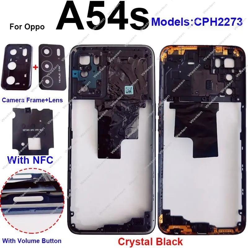 OPPO A54 A54s 4G 5G 중간 프레임 하우징 베젤 커버 중간 프레임(사이드 버튼 포함) 카메라 프레임 렌즈 부품