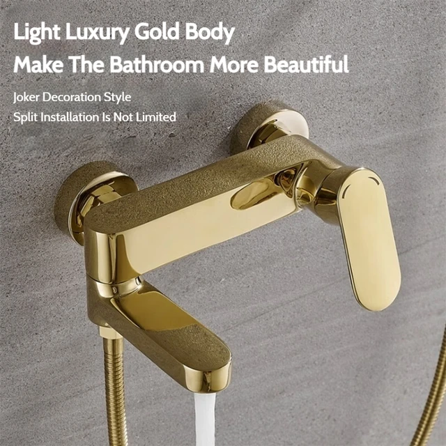 Modern Style Luxury Gold 2-Function Wall Mounted Shower Faucet Set Rotation Brass Shower Faucet Set Single Handle Shower System 2