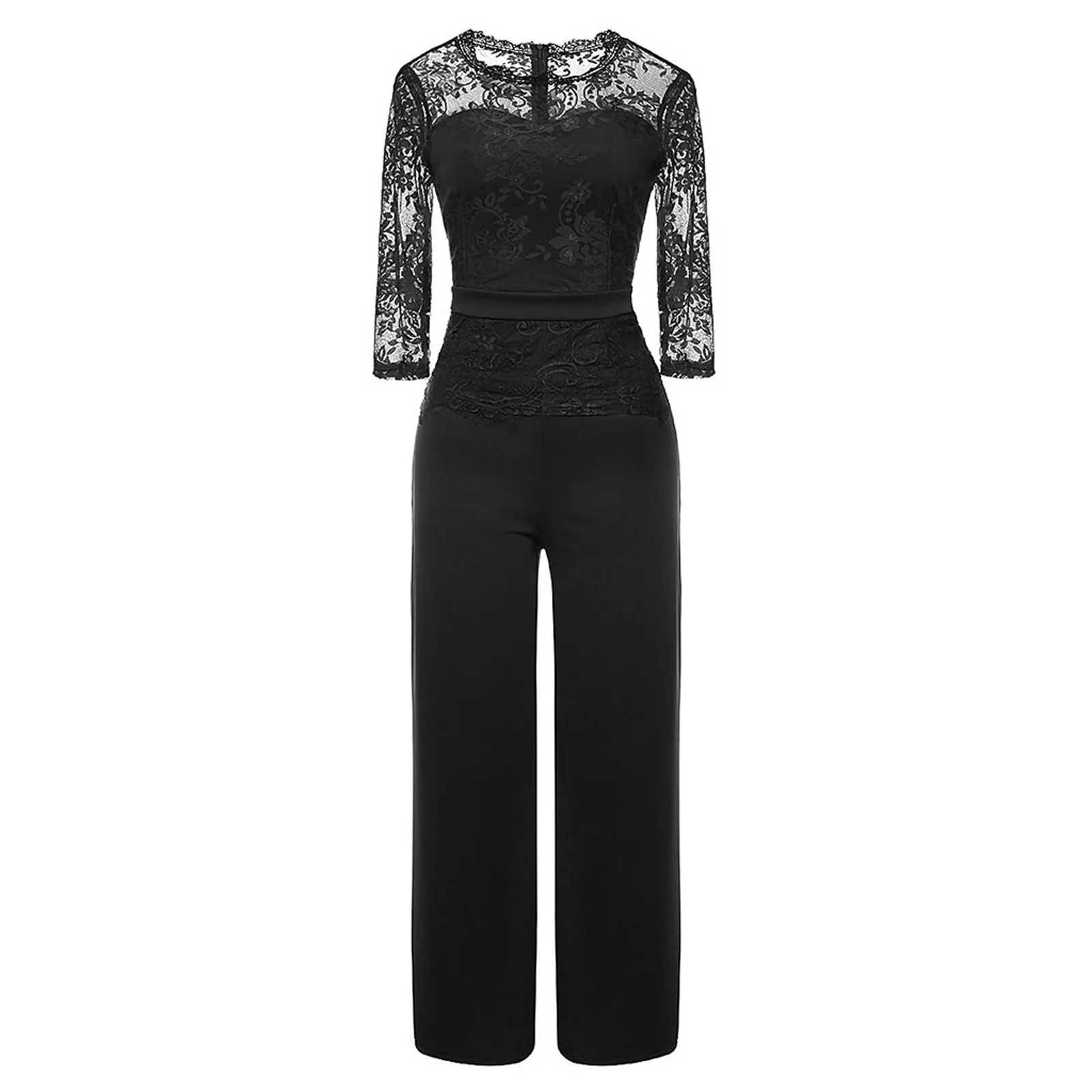 Ladies' Sexy Three Quarter Sleeve Party And Evening Casual Lace Jumpsuit Jumpsuit Women Women'S Summer Jumpsuit Summer Outfits