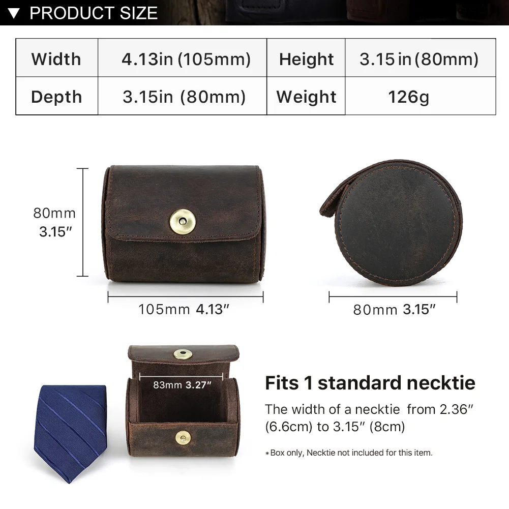CONTACTS FAMILY Genuine Leather Small Storage Box For Tie Men Portable Organizer Case Outdoor Travel Chic Gift For Man