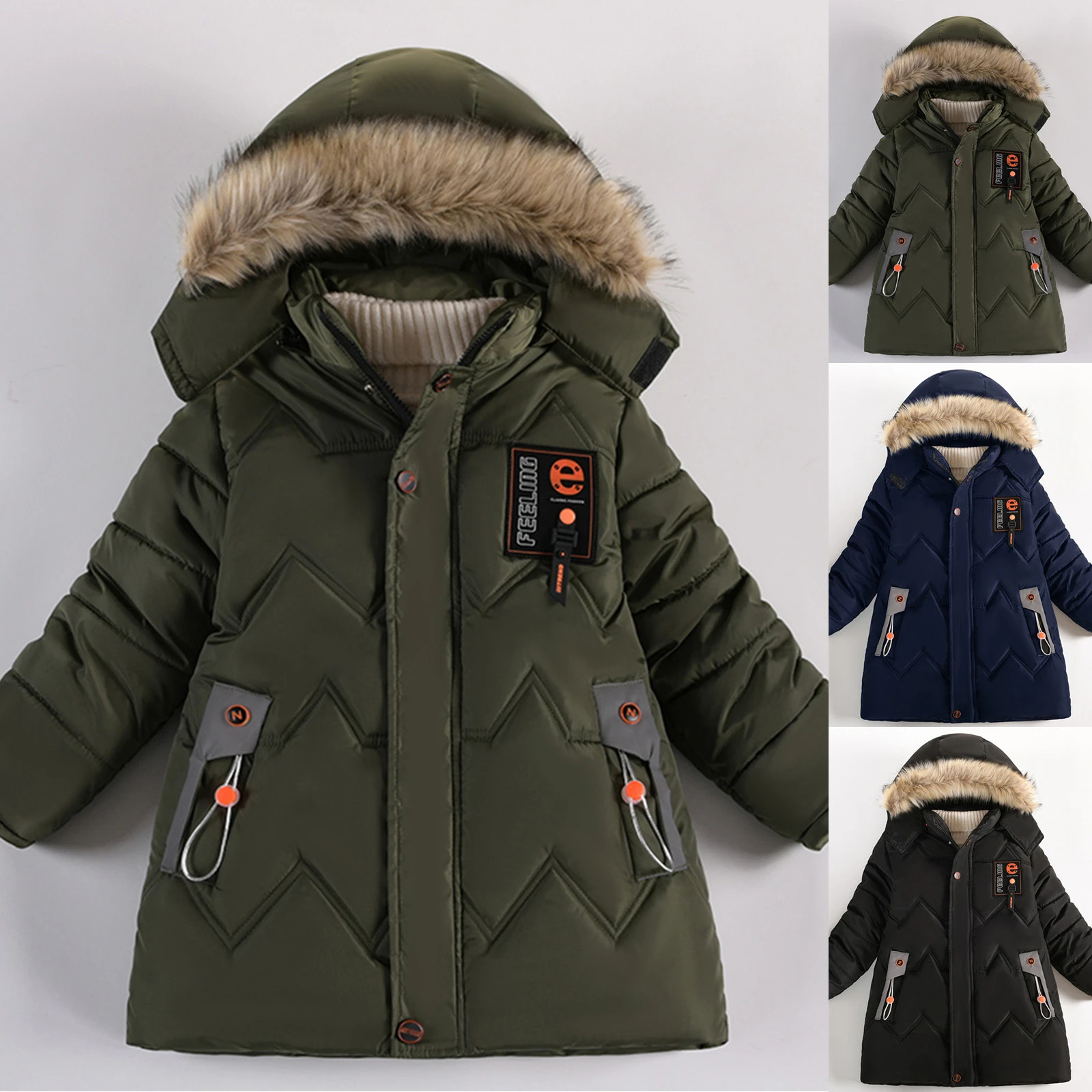 Chaqueta de nieve para pequeños, Abrigo con capucha de moda, abrigos de invierno para niños de 16| | -