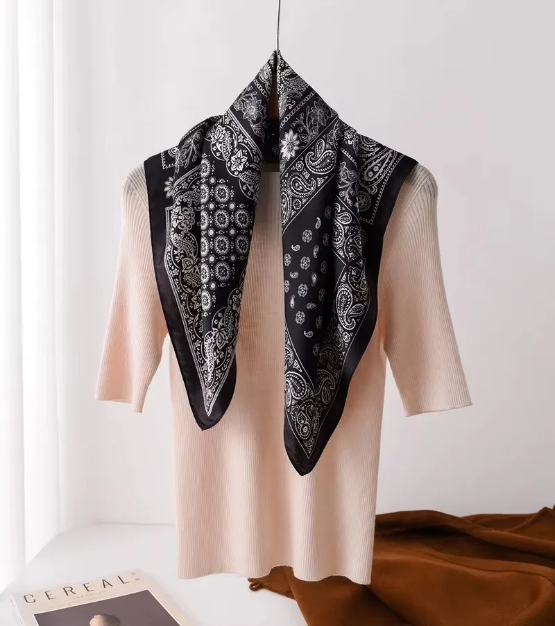 100% Natural Silk Square Scarf Women Hairband Neckerchief Wrap