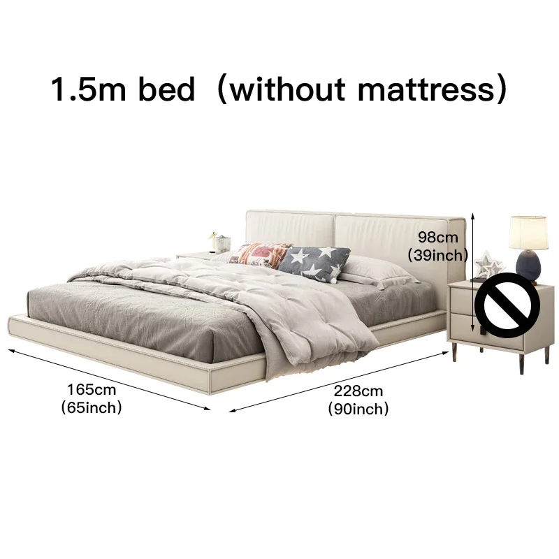 White Leather Beds Minimalist Home Furniture Queen Bed Frame Small Apartment 150 Nordic Bedroom Set