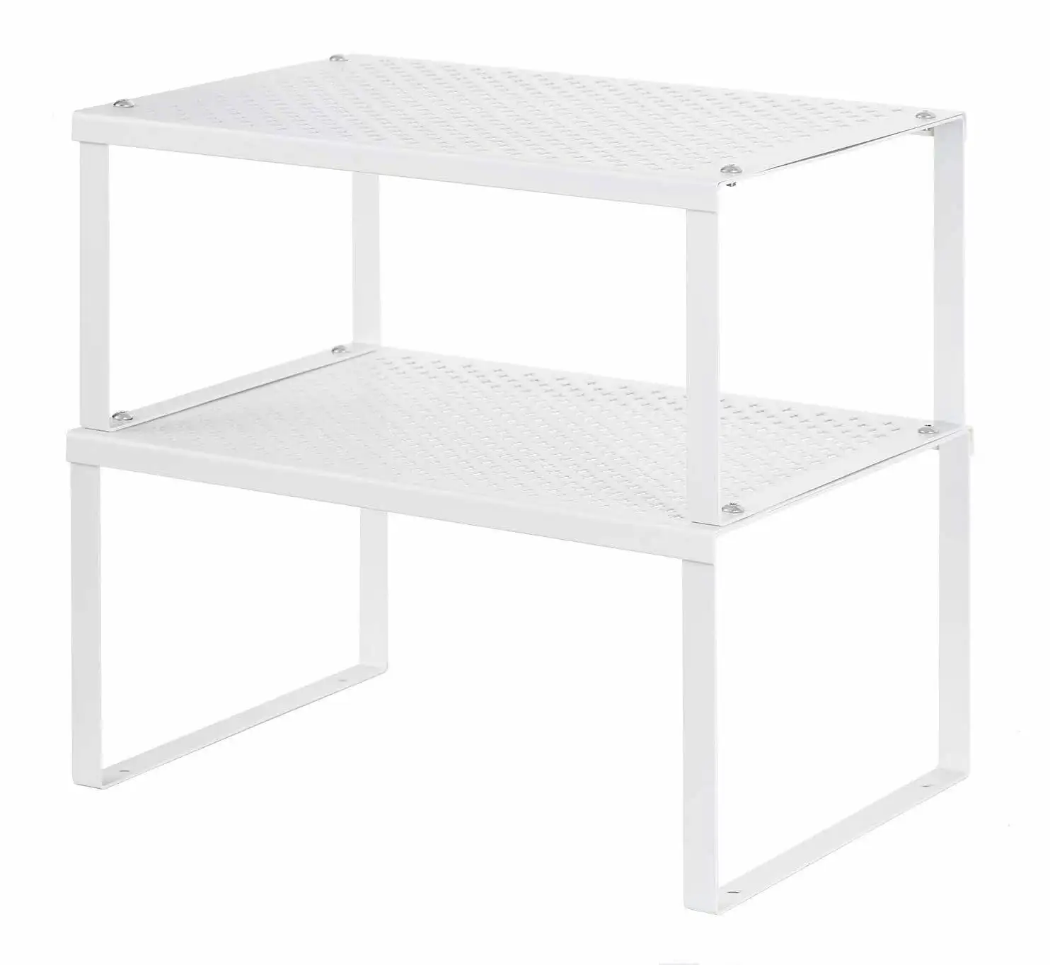 2 Pack White Kitchen Cabinets Countertop Shelf Organizers, Expandable &  Stackabl