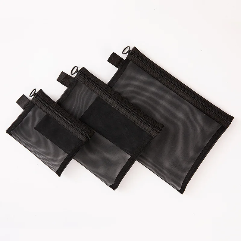 Large Capacity Mesh Cosmetic Bag Square Bag Pencil Cases Makeup Bags Organizer Case Wash Pouch Storage Toiletry Bag Outdoor