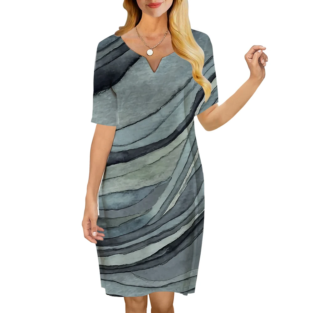 

CLOOCL Women Dress Vintage Exotic Art 3D Printed V-Neck Loose Casual Short Sleeve Shift Dress for Summer Woman Sexy Dresses
