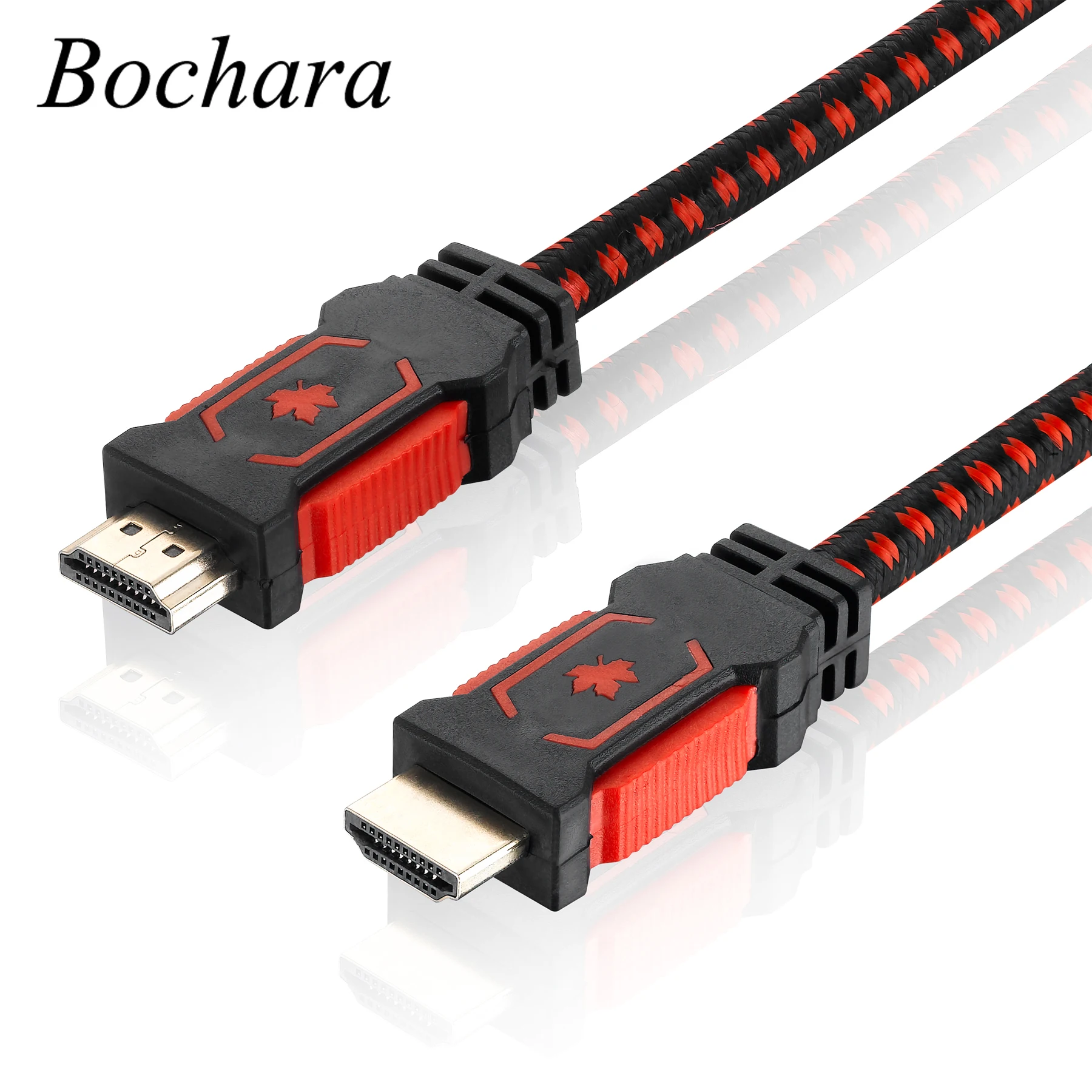 Bochara Nylon Braided HDMI-Compatible Cable 2.0 (4K x 2K) Ethernet Support Video 4K 2160p HD 1080p 3D