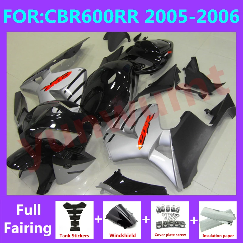 

Новый комплект обтекателей для мотоцикла ABS для CBR600RR F5 2005 2006 CBR600 RR CBR 600RR 05 06 полный обтекатель для кузова черный серебристый