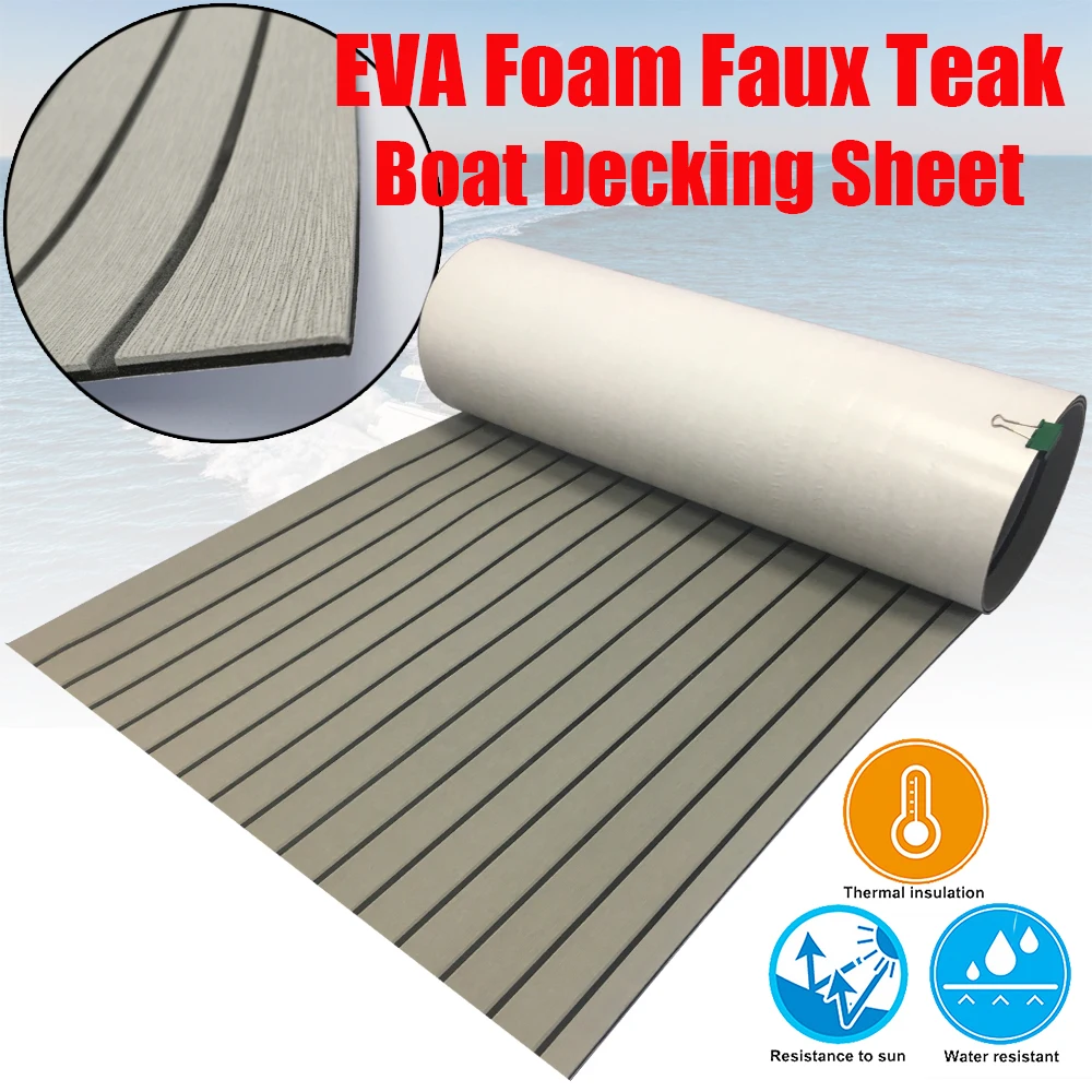 Boat Flooring EVA Foam Decking Sheet Faux Teak Marine Mat Marine Carpet Cooler Tops Seating Non-Slip Self-Adhesive Flooring Mate