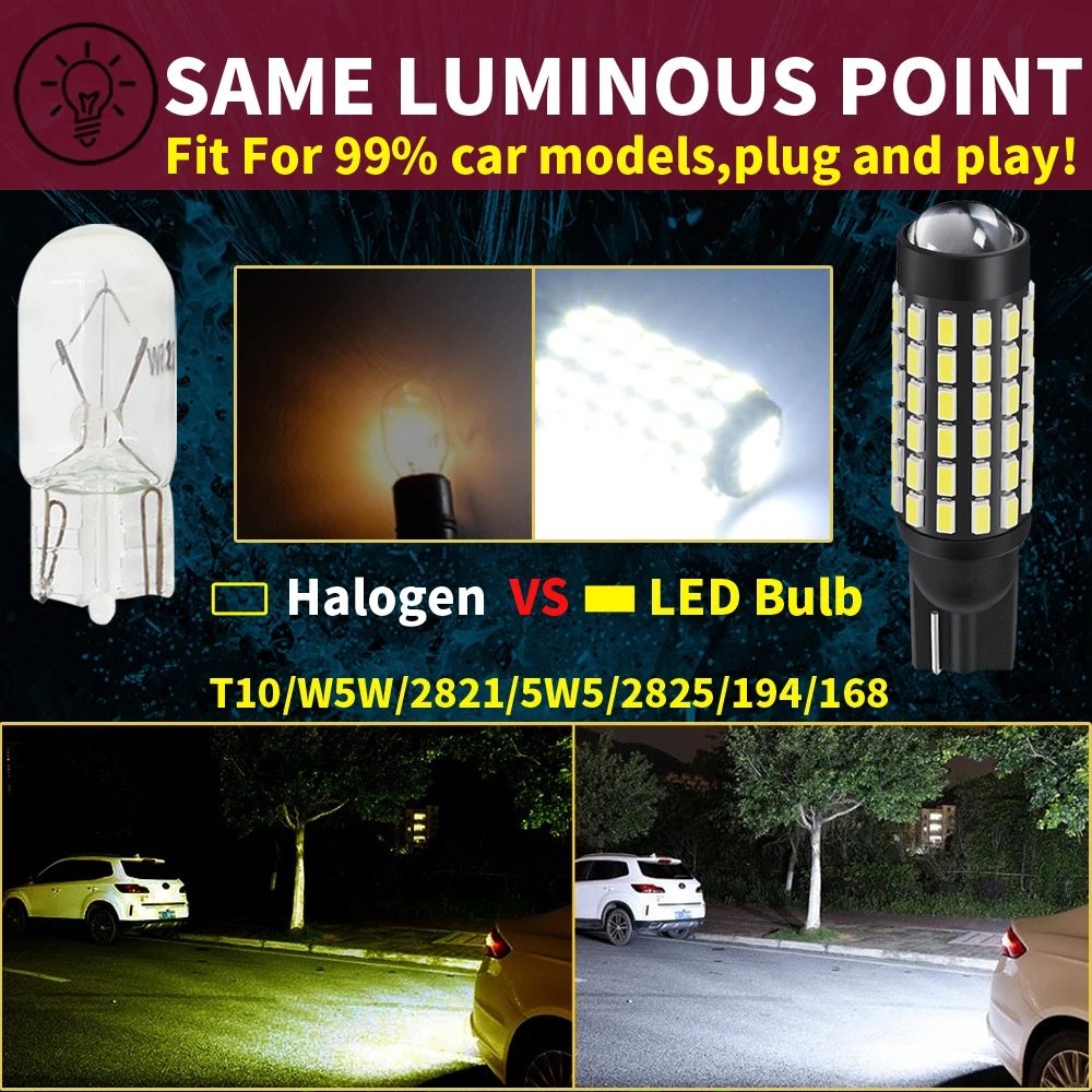 Lightbulb LED Automotive Wedge, Pair, T10/194 12VDC 4W White 6000K