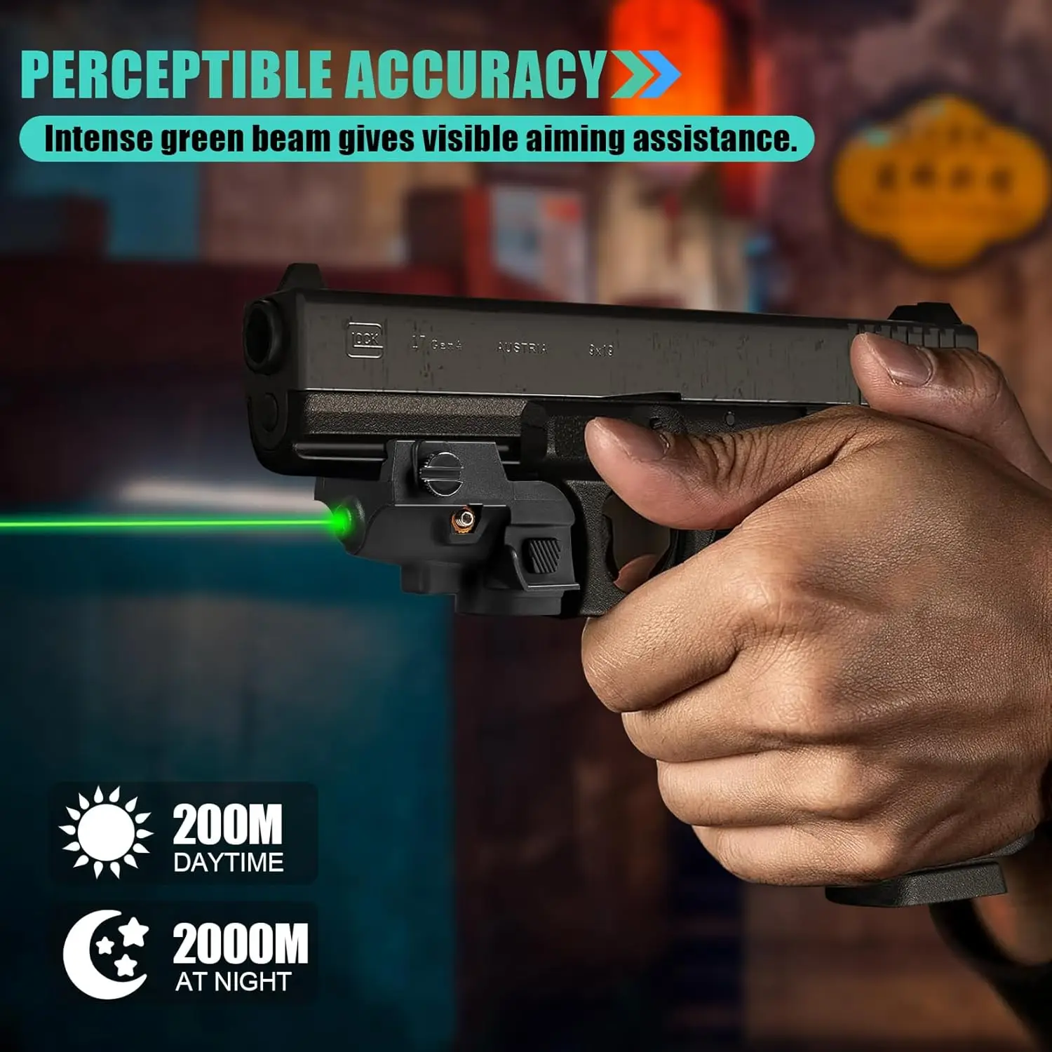 Green Laser Sight Compact Shockproof Gun Sight Magnetic USB Rechargeable for Pistols and Airsoft Guns 20mm Picatinny Rail